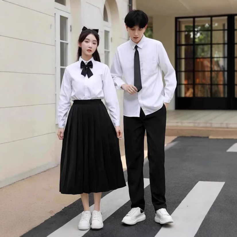 Class Uniforms College Style Middle School Student Uniform Set Red Song Choir Performance Outfit Long Skirt Poetry Recitation Competition Costume