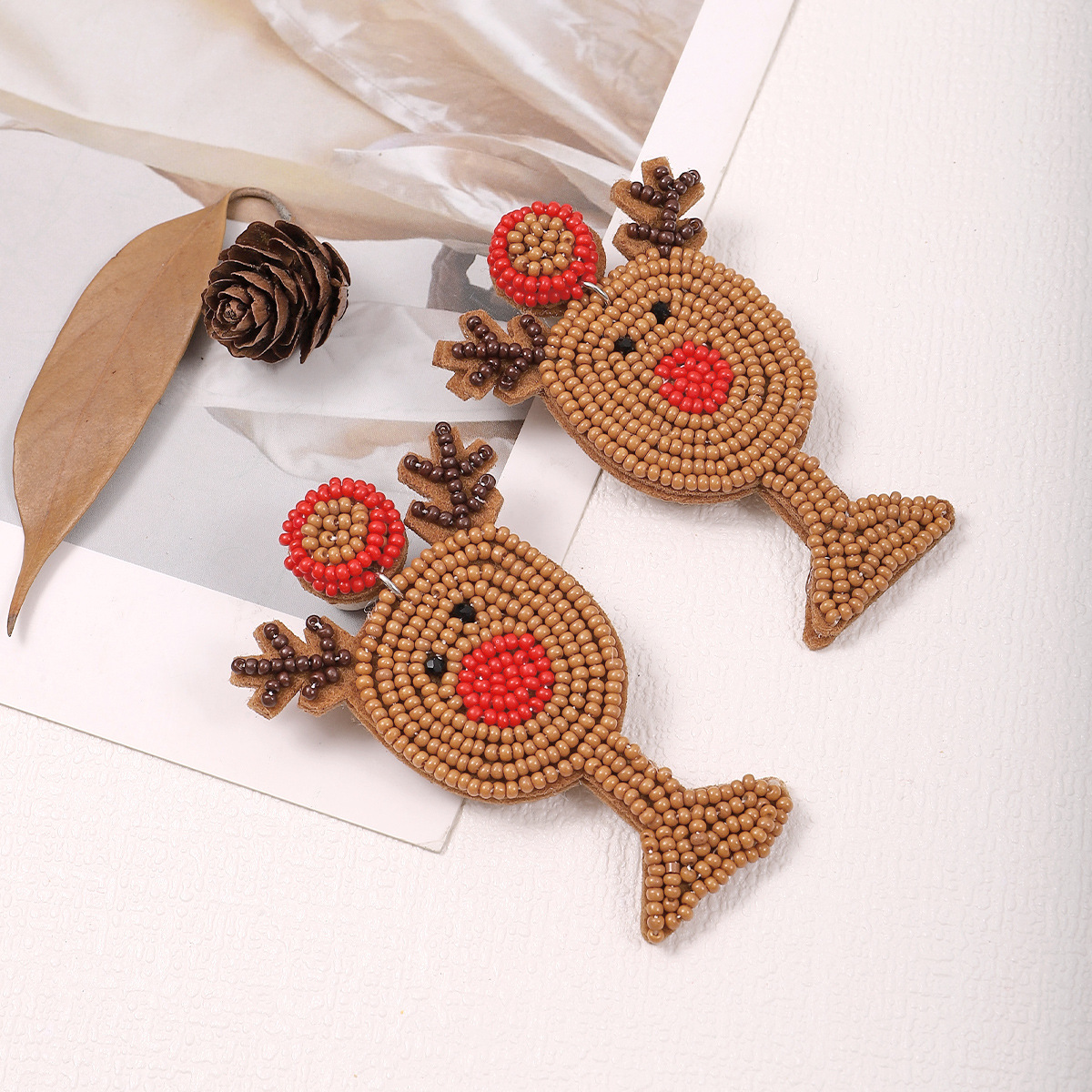 Cute Elk Seed Bead Christmas Women's Earrings 1 Pair display picture 1