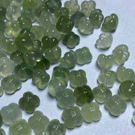 天然岫玉荔枝冻果冻体精致小巧桂花刻雕件DIY手串 隔珠 耳环手工