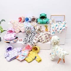 2024 New Autumn/Winter Baby Boys' and Girls' Hooded Ear Print Cotton Jacket for Toddlers Lightweight Infants Outerwear