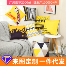 抱枕北欧沙发抱枕套桃皮绒短毛绒几何简约卡通靠枕套飘窗靠垫柔软