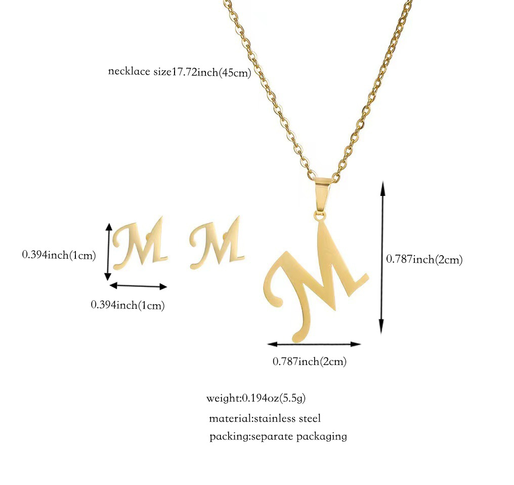 Joyería de titanio, colgante y pendientes unisex, letras inglesas, resistentes al desgaste