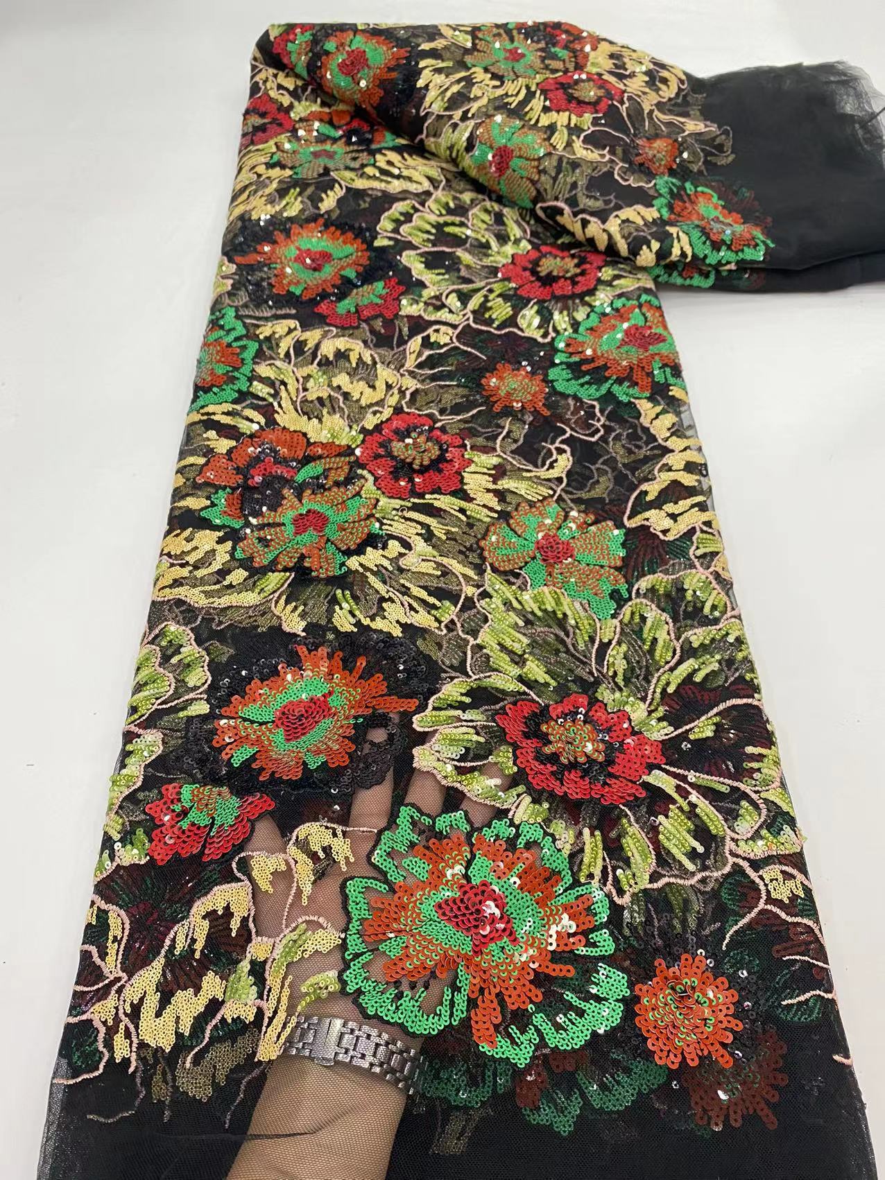 Lentejuelas encaje africano tul bordado Malla tela para la boda noche fiesta ropa lentejuelas encaje jx2659