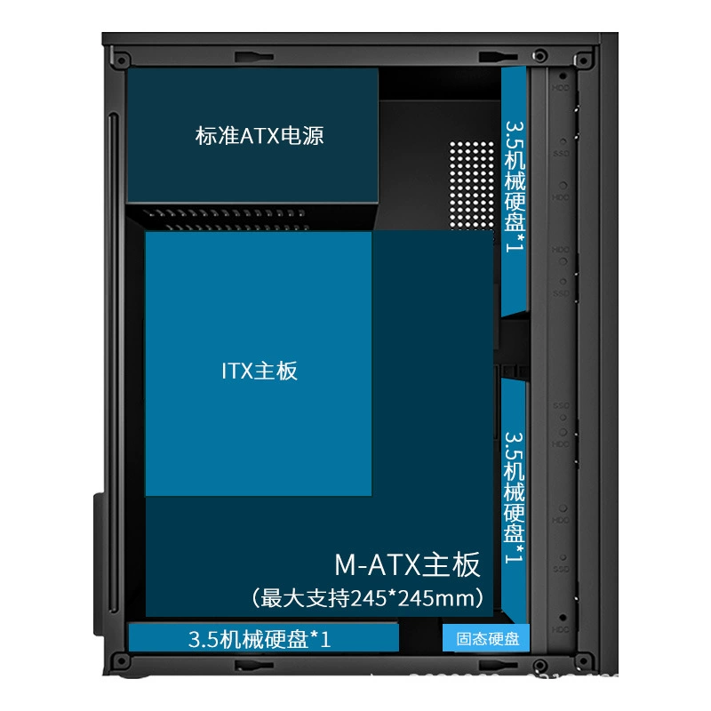 Корпус для настольного ПК H2, 0.6 мм сталь, поддержка mATX/ITX, GPU до 260 мм, высота CPU до 135 мм (черный)