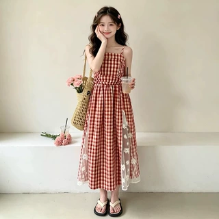 女童连衣裙夏装2026新款洋气儿童格子吊带裙夏季绝美女孩公主裙子