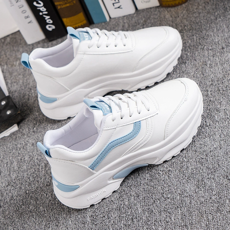 Белые туфли Студенческие корейские кожаные летние новые сетчатые дышащие удобные кроссовки на толстой подошве с вырезами Torre Shoes