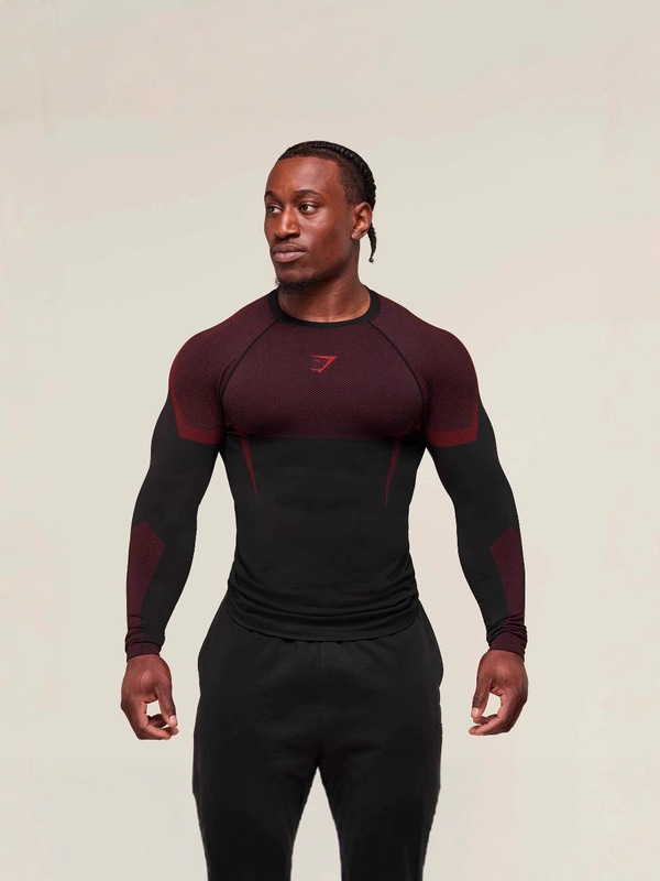 健身上衣男士秋冬跑步训练骑行运动紧身T恤鲨鱼健身长袖GYMSHARK|undefined