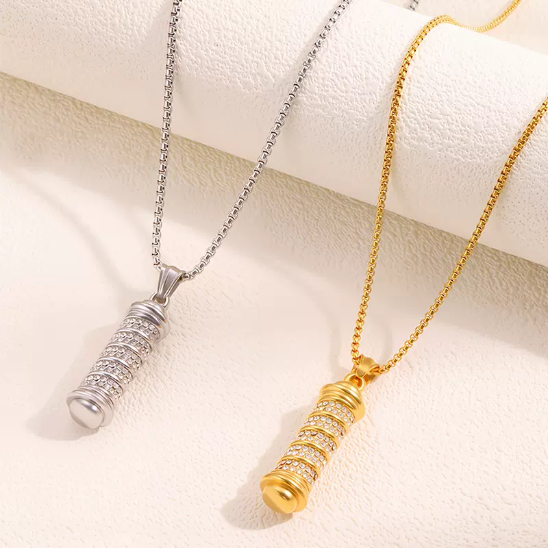 钛钢项链 跨境专供情侣款吊坠镶钻项链轻奢小众时尚欧美饰品项链