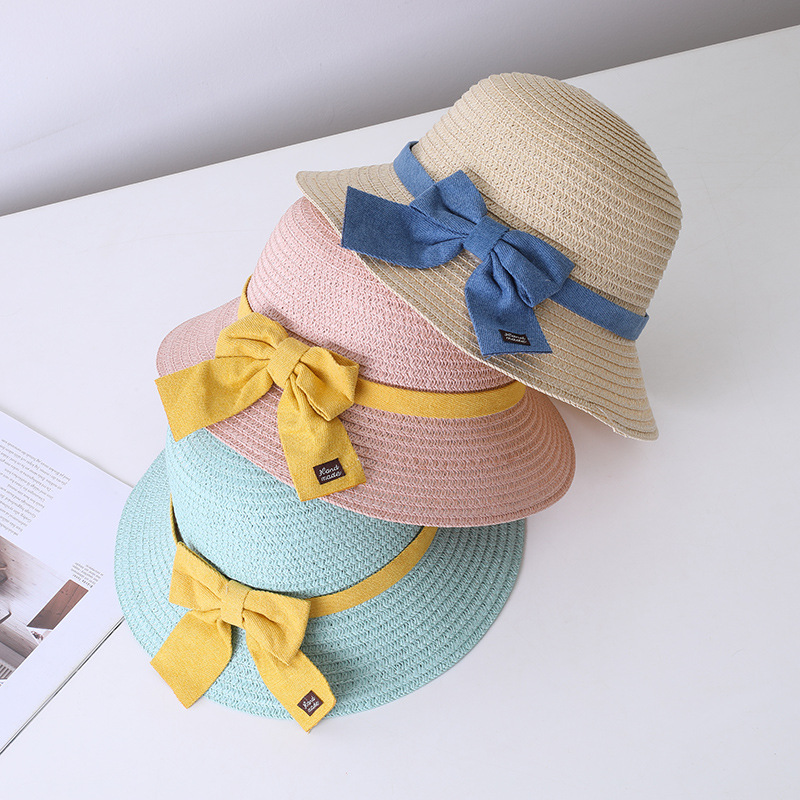 147g Weight Hat Classification straw Fabric Type Straw Hat Hats Type 1 Piece, 1 Set Quantity Holiday, Outdoor Occasion Bow Knot Pattern All Seasons Season Children Unisex Gender Sweet Style Children Unisex Sweet Bow Knot Straw Hat 10