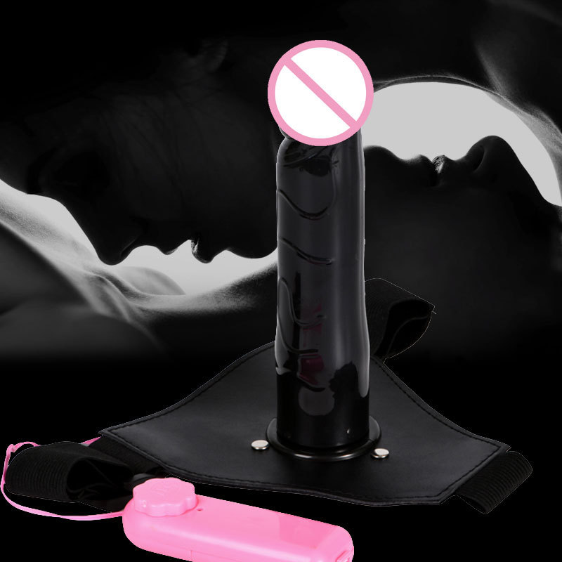 Remote-Control Wearable Vibrating Strap-On Dildo, TPE, Black — detail image 1