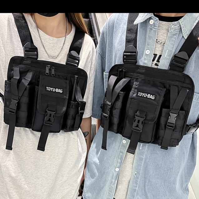 최신 유행 브랜드 조끼 가슴 가방 타고 야외 스포츠 작은 배낭 경량 캐주얼 착용 워키 토키 가슴 가방