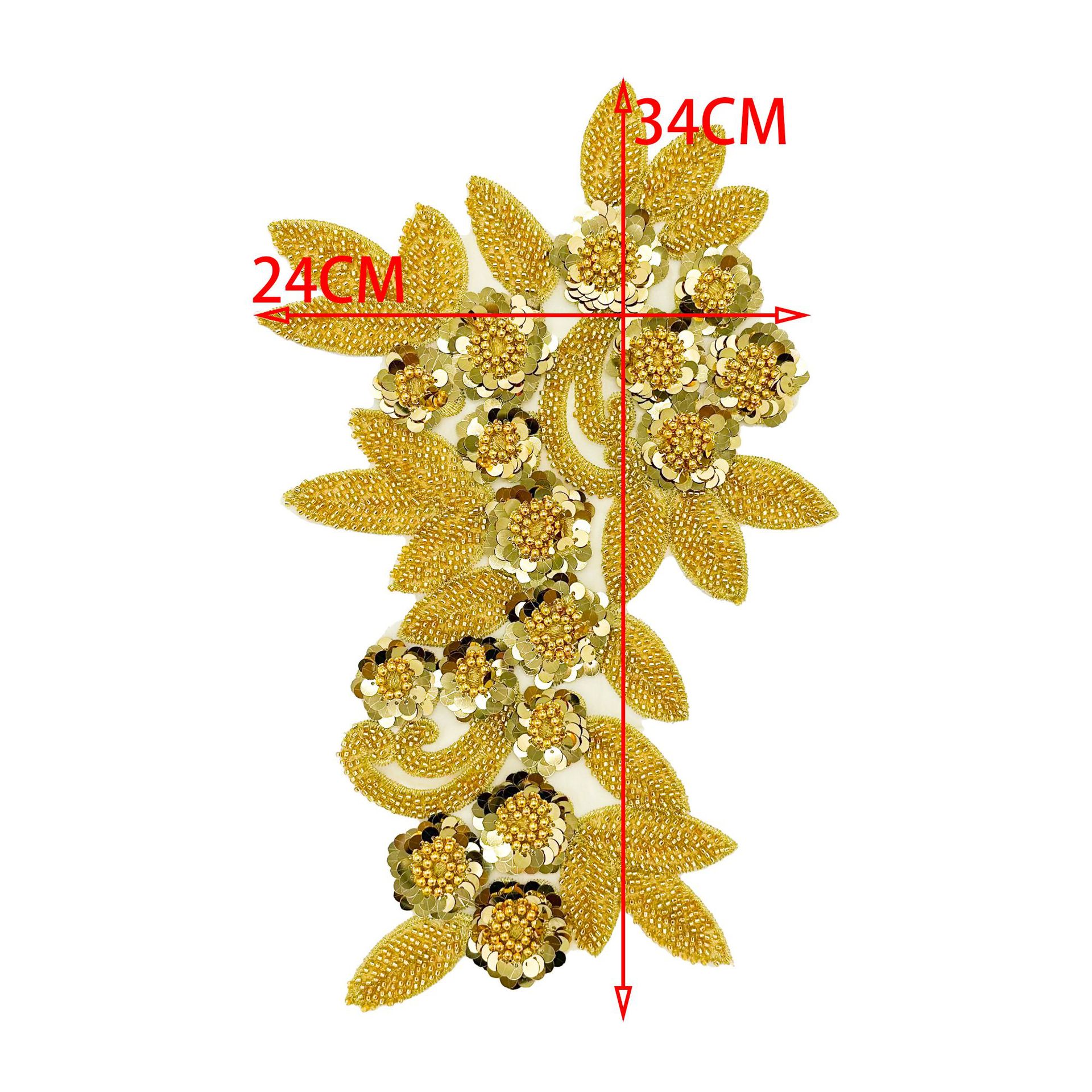 Nuevo transfronterizo de la industria pesada clavos cuentas cuentas sequillas flor tridimensional encaje vestido de boda vestido vestido de rendimiento vestido pegatinas de flores