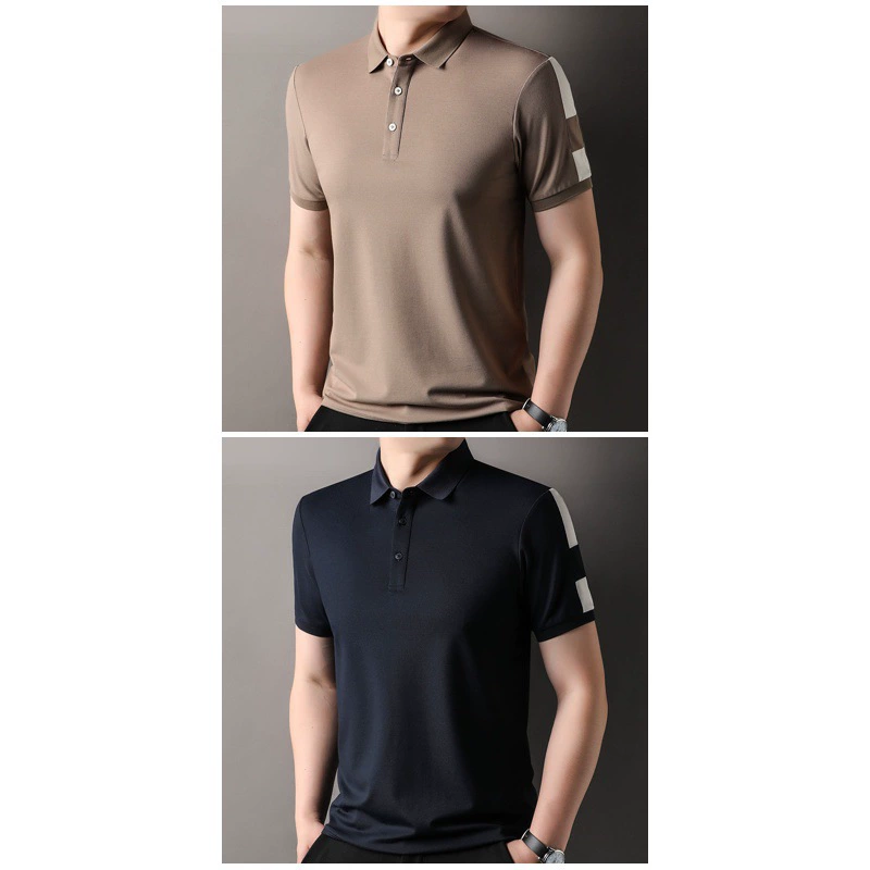 Summer silk short sleeve T-shirt, universal fashionable quality cotton polo