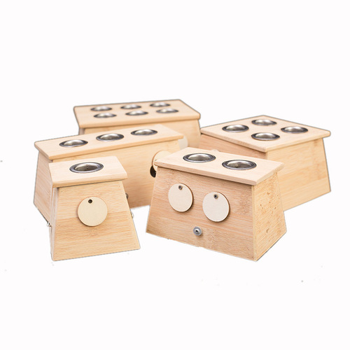 Wholesale bamboo moxibustion box, warm moxibustion device, wooden single hole, double hole, three, four, and six holes, moxa stick smoker box, home portable moxibustion