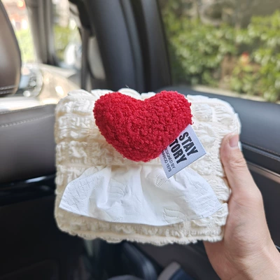 Car Tissue Box Hanging Bag – Car tissue box/set - puff-car-tissue-box-big-red-heart