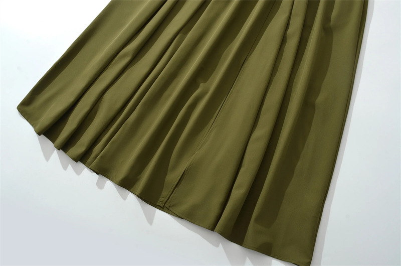 European American Style Scarf-strap Dress For Women, With A Stylish Sexy High Slit, Waist-cinching, Pleated, And Long_ecoleips.com