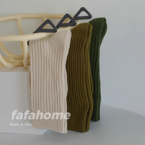  new autumn and winter mid-length cotton socks, thick-thread knitted woolen socks, warm socks, Japanese and Korean style socks for men and women