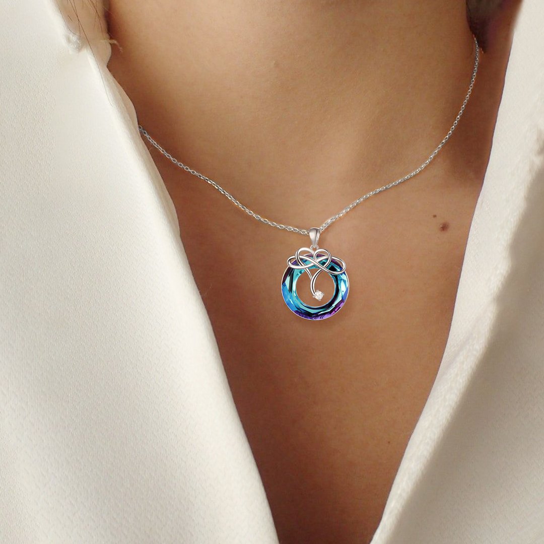 Geometric, Circle, Heart Shape Pattern 925 Sterling Silver Plating Geometric Circle Heart Shape Pendant Necklace