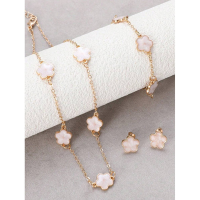 Y 50653 Four leaf clover jewelry set 五叶首饰三件套|ru