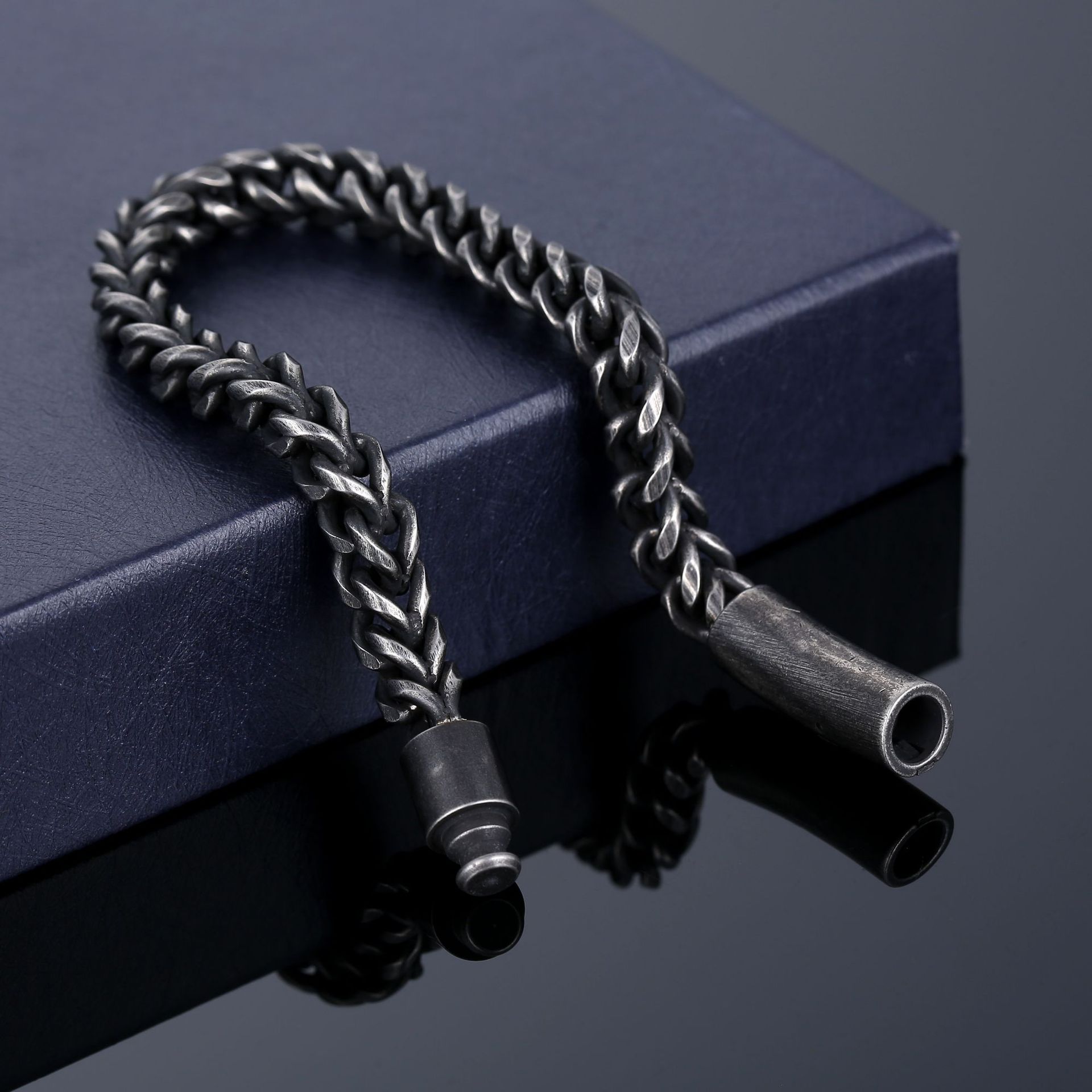 All Seasons Season Retro Solid Color 304 Stainless Steel Men's Bracelets Men's Chain Bracelets