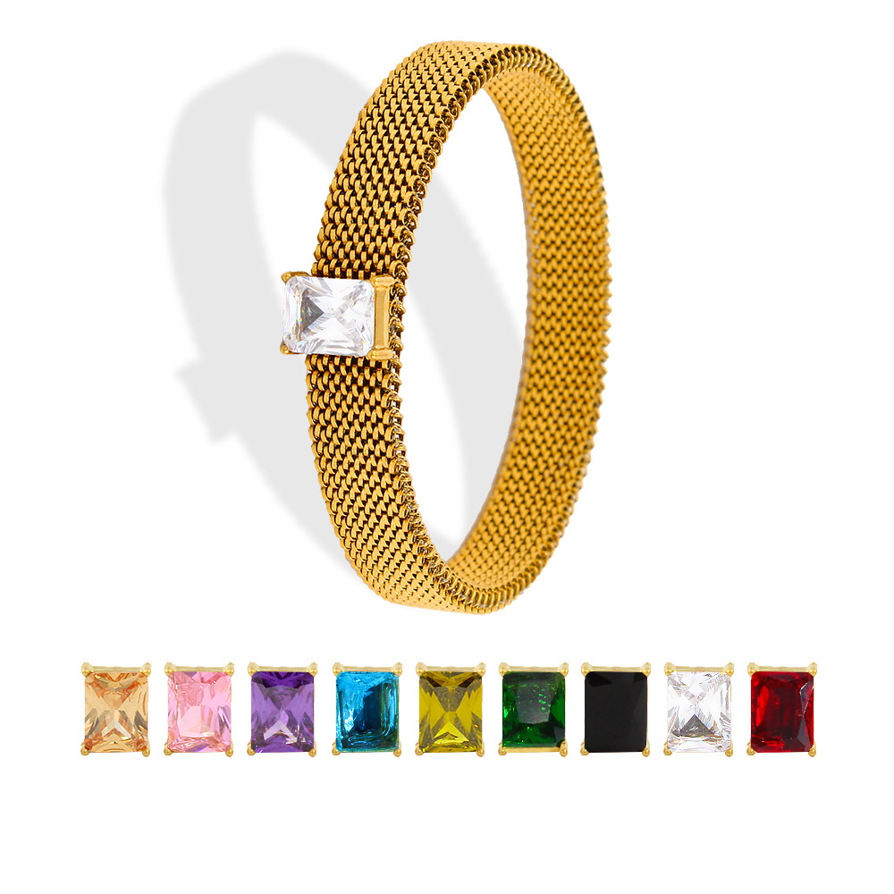 Fashion Geometric Stainless Steel Plating Zircon Bracelets 1 Piece