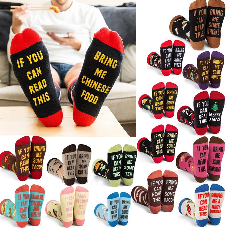 2025d Autumn Winter New Christmas Cartoon Letter Mid-Calf Unisex Cotton Long Socks 2684_voghion.com