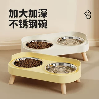 猫碗防打翻不锈钢双碗狗碗猫盆食盆保护颈椎防外溅粮碗猫咪水碗