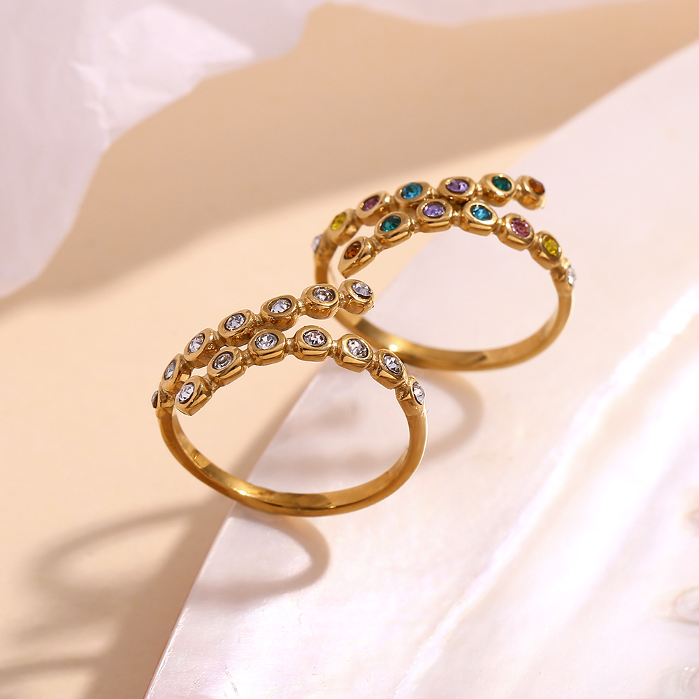 Micro-inlaid Rhinestone Stainless Steel Ring