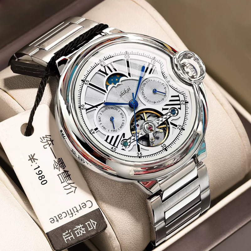 Cross-Border New Model Men's Quartz Watch, Fashionable and Trendy Watch, High-End Waterproof Steel Band Men's Watch, Direct from the Manufacturer