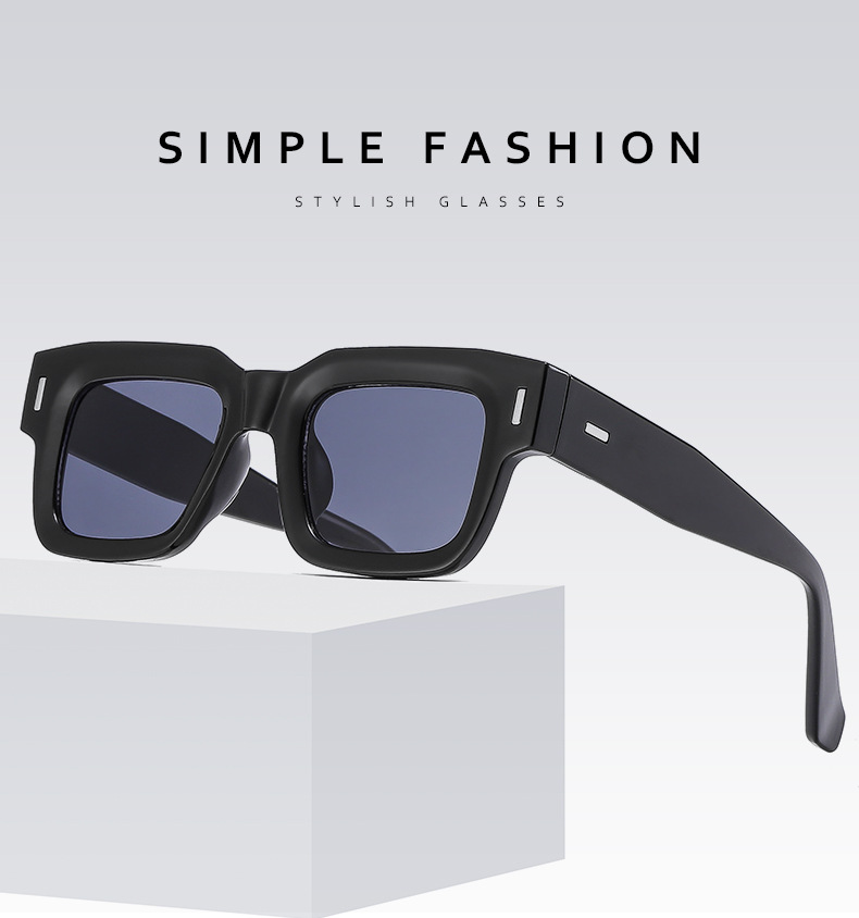 80g Weight Full Frame Glasses Structure Sunglasses Classification Ac, UV400 Protection Lens Material Retro Solid Color Ac UV400 Protection Square Full Frame Men's Sunglasses