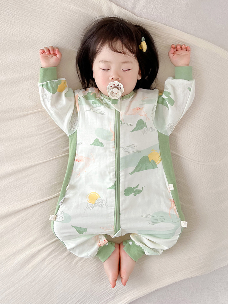 Summer cotton gauze antibacterial sleeping bag for baby girl's