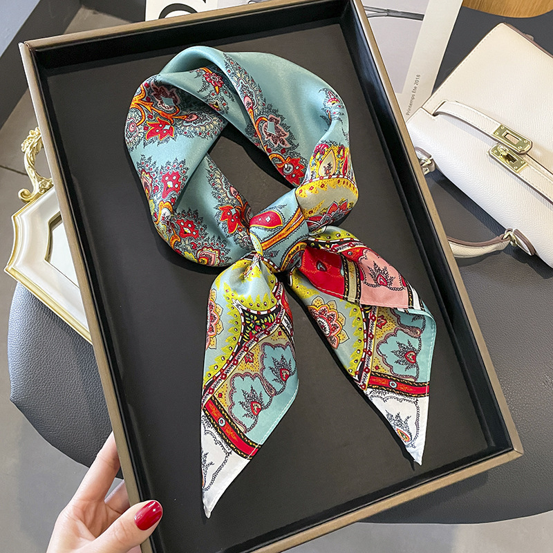 杭州シルク绢糸ハイエンドシルケット春夏新作プリント装饰70cmスカーフ女性|undefined