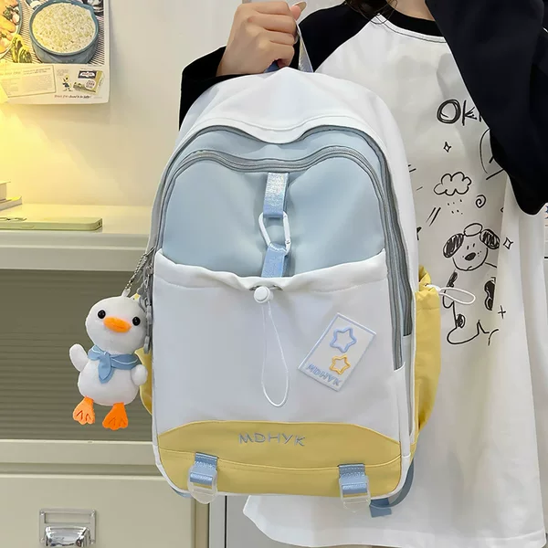 Backpack for Girls with Good Looks, Small Fresh Computer Backpack, Large Capacity Drawstring Sports Style Junior High School Student Bag