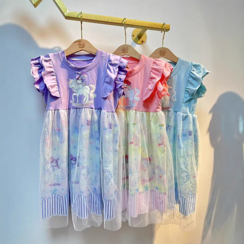 Girls Bohemian Dress Children's Cute New Princess dress Short Sleeve Baby Trendy Unicorn Dress