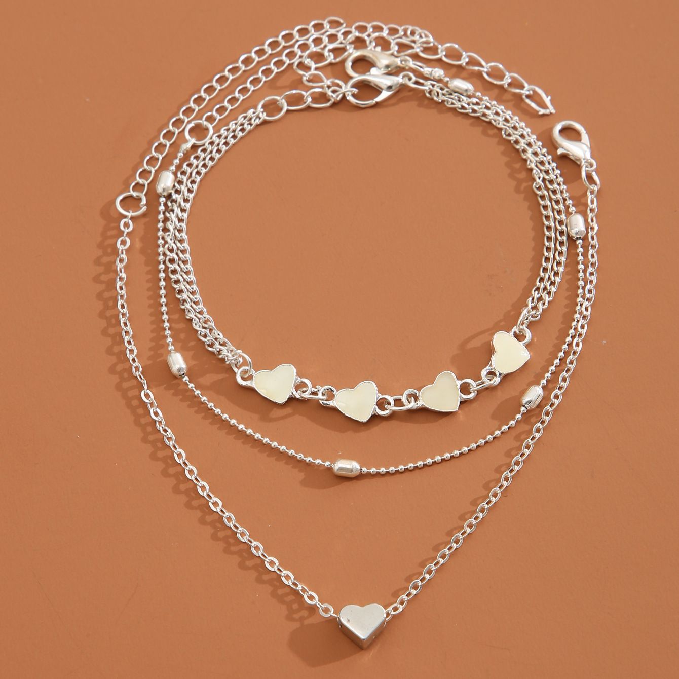 Tobillera de corazón para mujer joya retro sencilla y elegante_voghion.com
