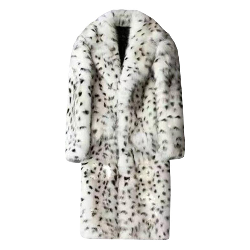 Abrigo de piel de los hombres Faux Fox fur abrigo largo invierno cálido windbreaker moda casual Top europeo y americano más tamaño marea