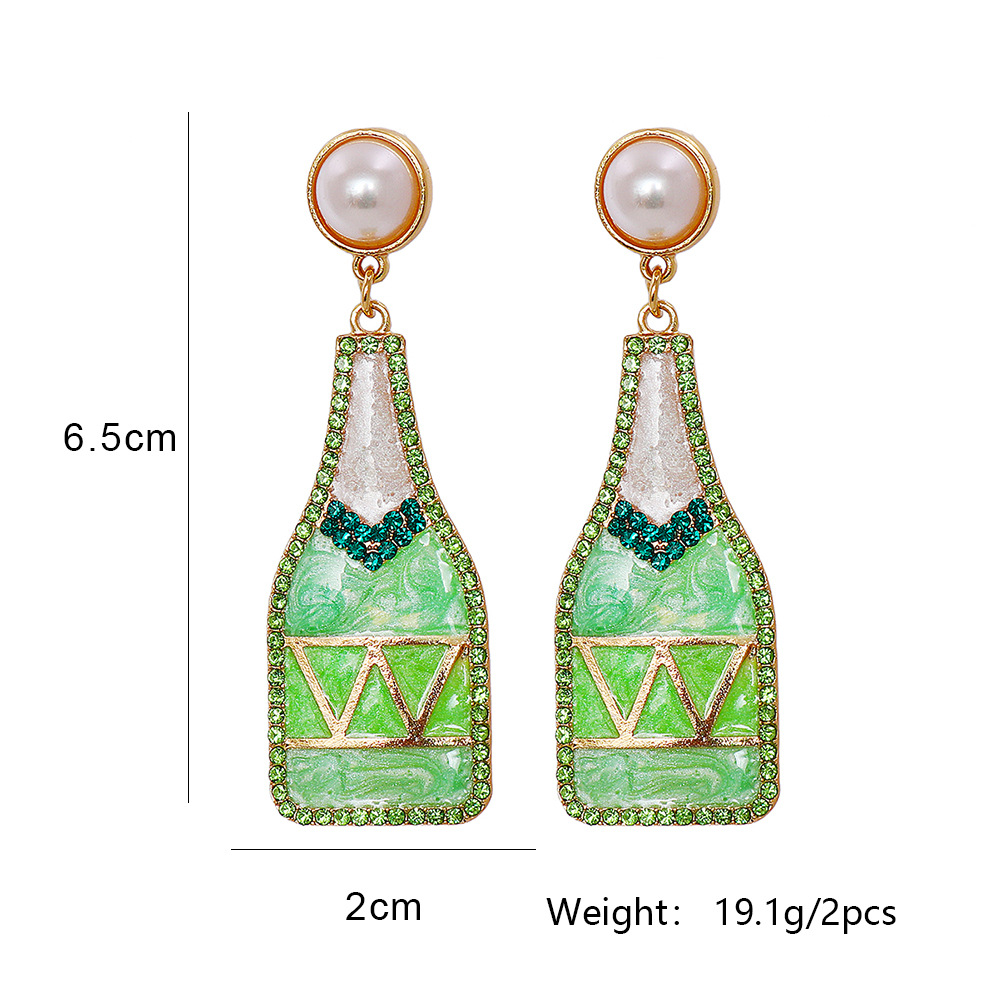 Personality Alloy Diamond Wine Bottle Earrings Color Dripping Earrings Earrings Cross-border Earrings display picture 14