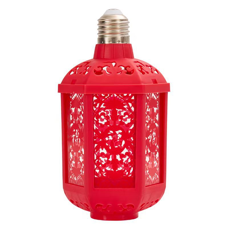 Año Nuevo colorido lámpara de estilo Fu-tipo de lámpara de proyección roja E27 rosca 360 grados iluminante del Festival de Primavera Fu-tipo de lámpara