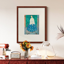 华裳》法式复古小众艺术装饰画北欧中古风挂画客厅卧室少女肖像画