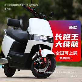 炫酷电瓶车家用代步两轮电动车高速长跑王电动摩托车银灰色塔夫白