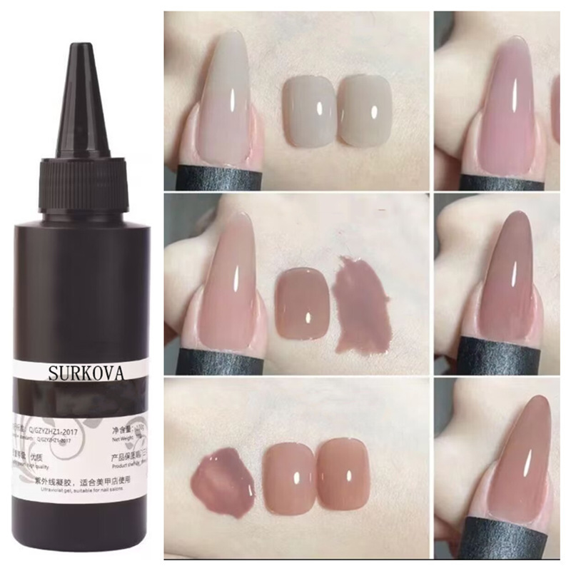 Jelly Ice Penetration Nude UV Phototherapy Glue Huafei Nail Polish Glue Penetration Nail Shop Wear Armor 100g Large Bottle