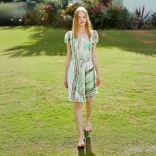 一手货源【佳人苑】品牌专柜撤柜！韩版时尚条纹显瘦连衣裙女25夏