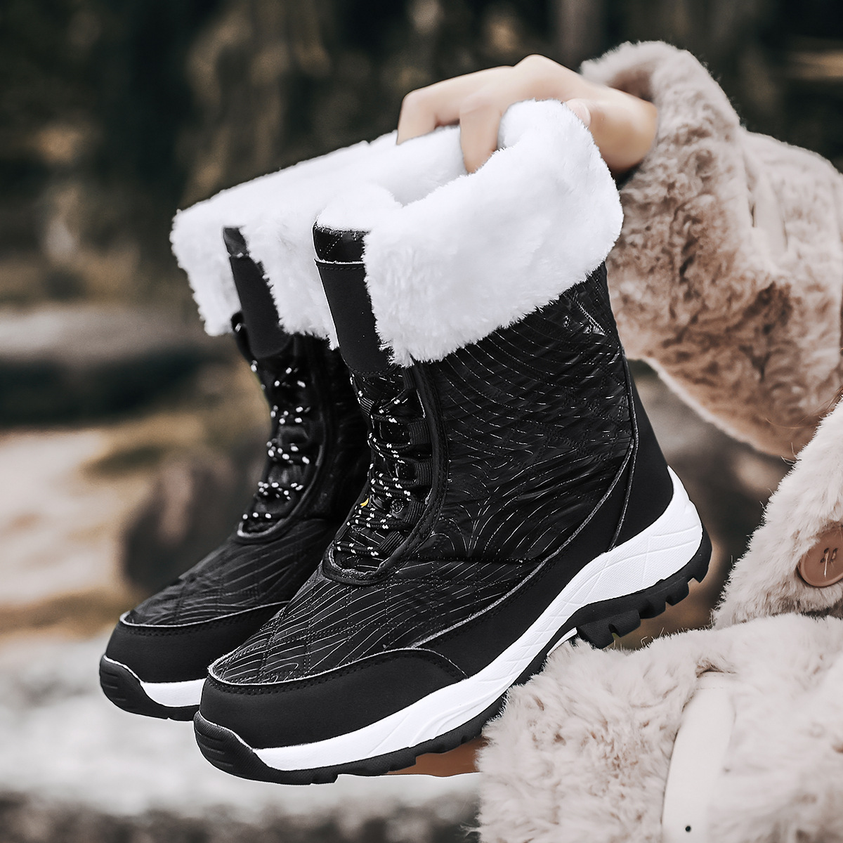 Nuevo paraguas de moda casual tela de terciopelo grueso calentamiento zapatos de nieve zapatos de algodón zapatos de mujer al por mayor transfronterizos image 4