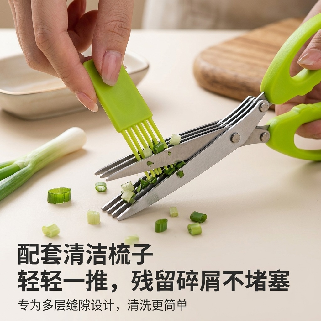 Yongliang Yangjiang de acero inoxidable de grado alimenticio de cinco capas tijeras de cebolla tijeras de cocina domésticas modernas simples de 5 - 10 yuanes