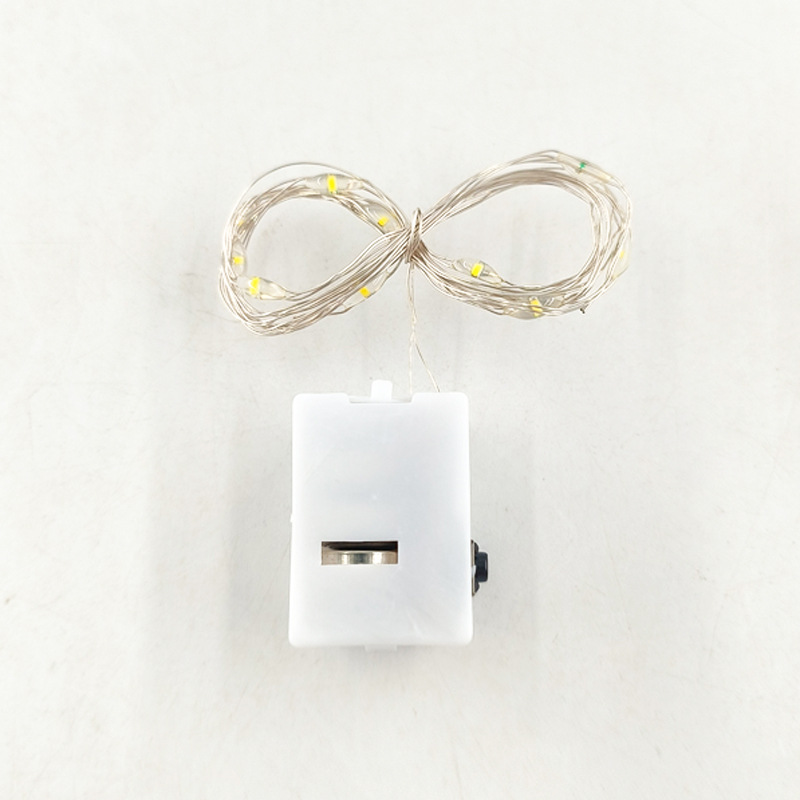 65000810 led铜线小白盒灯串-1米10灯