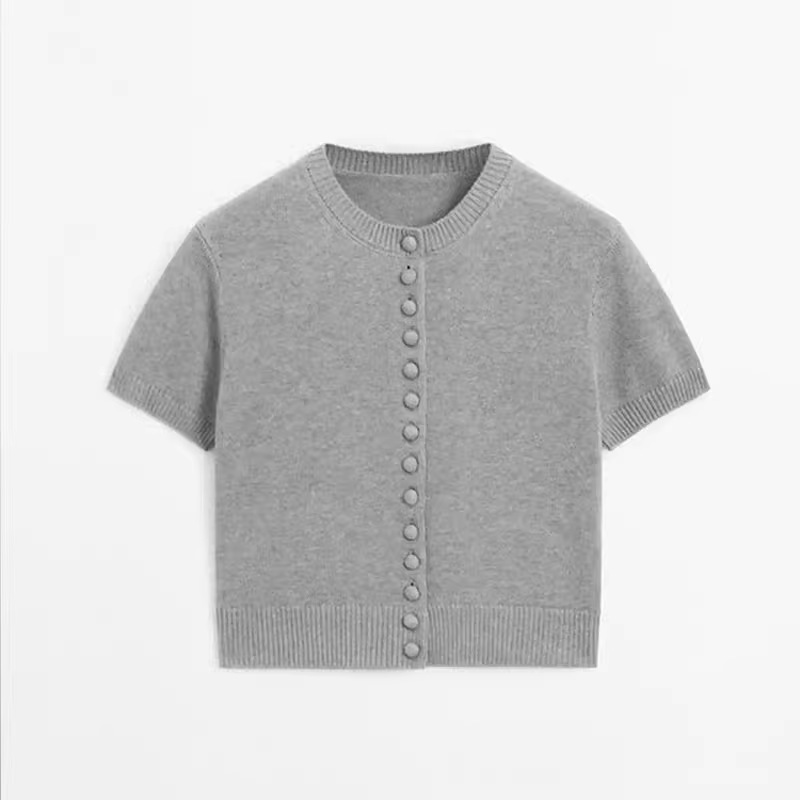 Bm&Md&Za Early Spring New Women's Elegant Work Clothing Round Neck Short-Sleeved Knitwear Top 05662643205