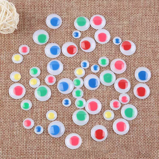 White Background Colored Beads with Adhesive Backing, Movable Eyes 18mm Plush Toy Accessories, Movable Eyeballs, Multi-Size Bags in Stock