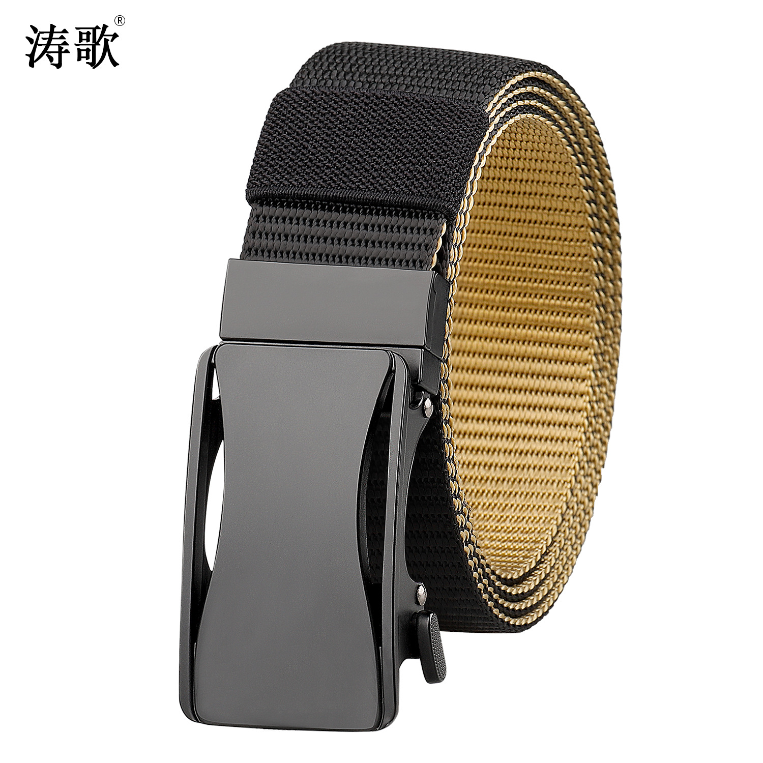 Nueva hebilla giratoria cinturón de nylon tejido casual para hombres cinturón de aleación de hebilla de lona cinturón de dos colores