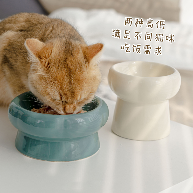 반려동물 세라믹 고양이 밥그릇, 목 보호 높이 조절 가능 고양이 사료 그릇, 고양이 밥그릇, 강아지 밥그릇, 새끼 고양이용