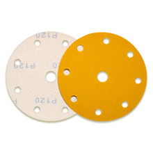 一件拿樣黃砂 5寸黃色氣動打磨植絨圓盤自粘干磨砂紙 廠家批發